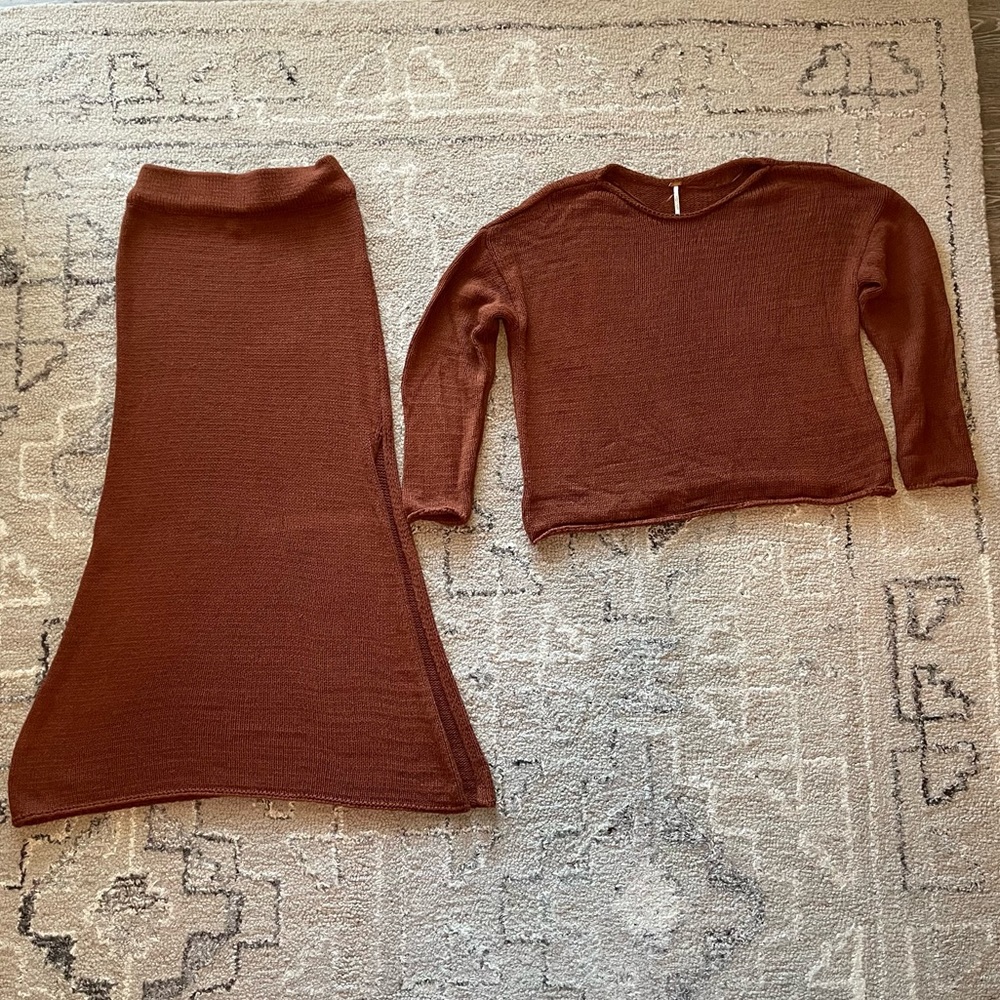 Free People Winters Sun Sweater Set XS Tortoise Shell